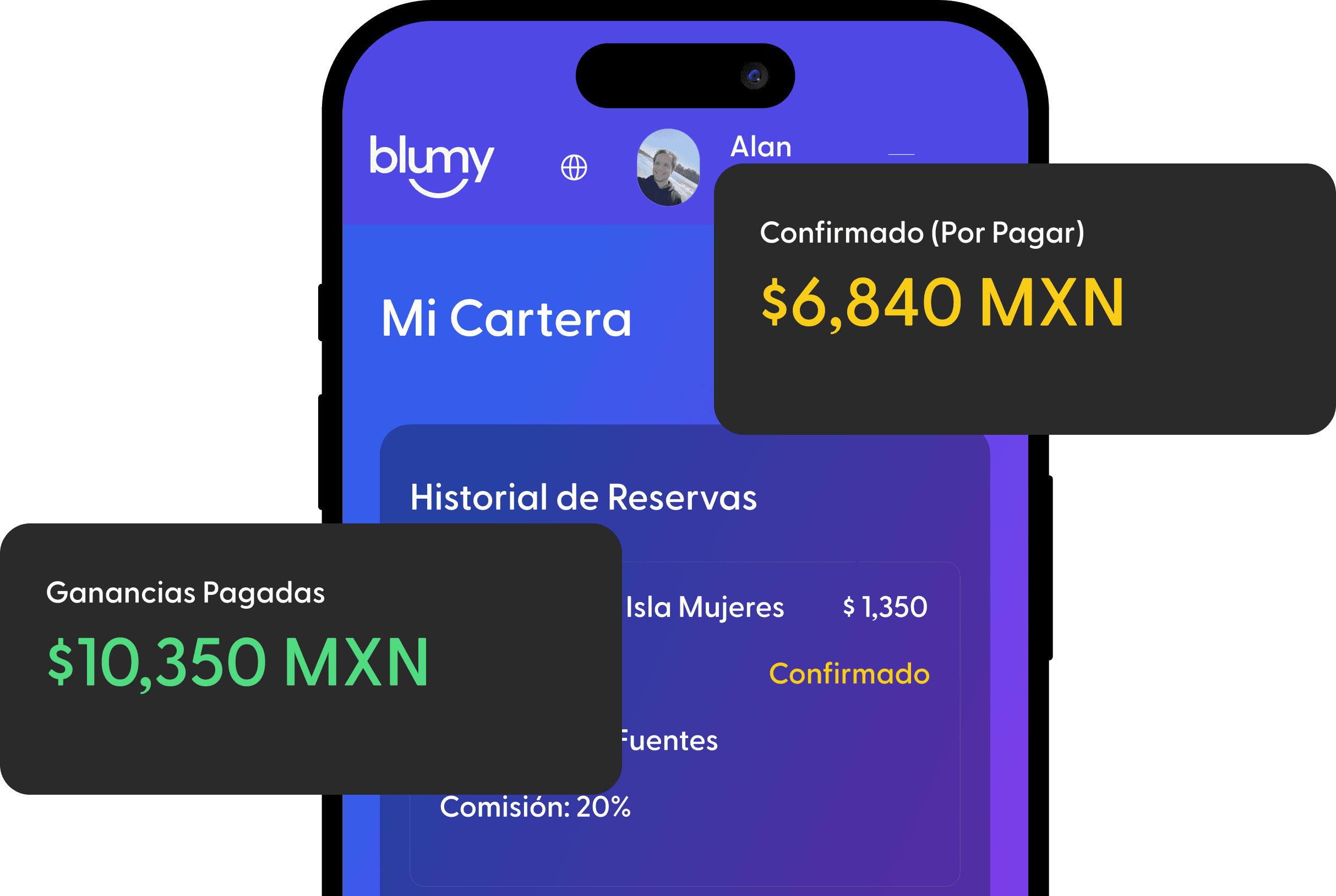 Blumy app interface